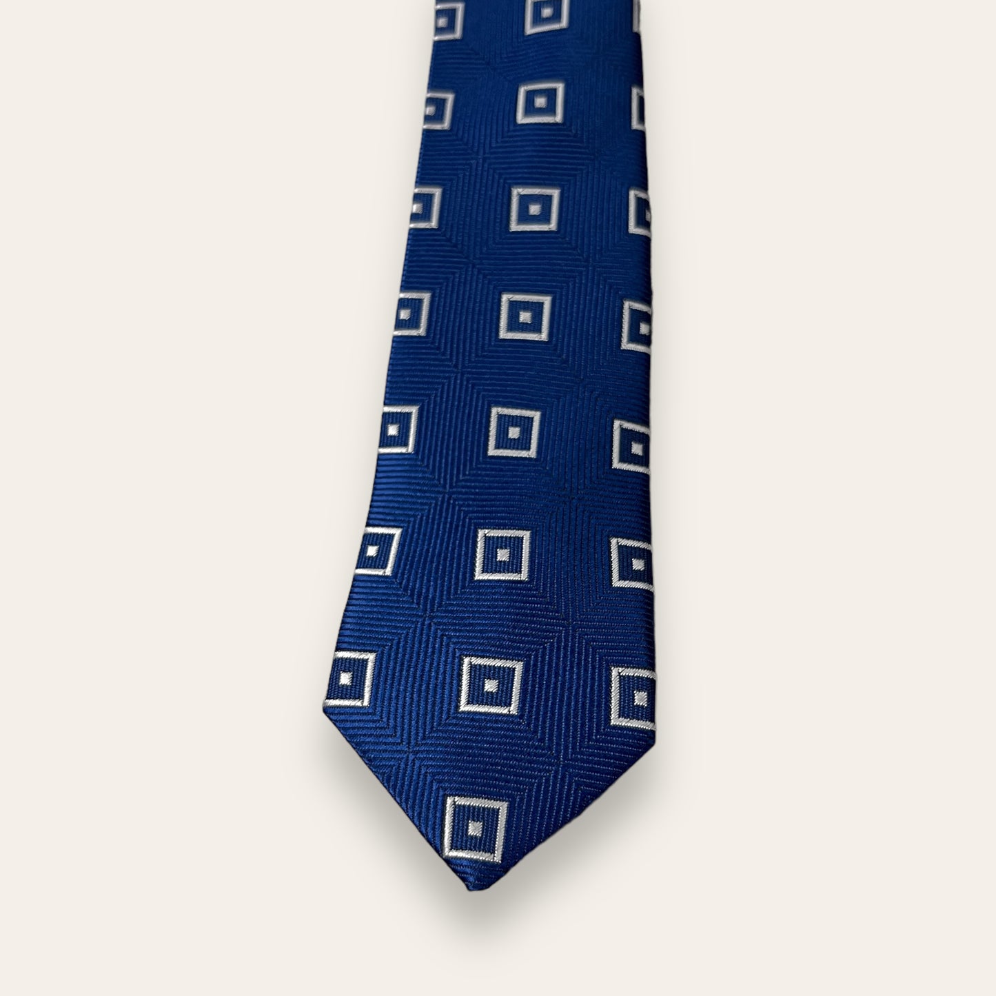 Silver Squares On Blue Tie