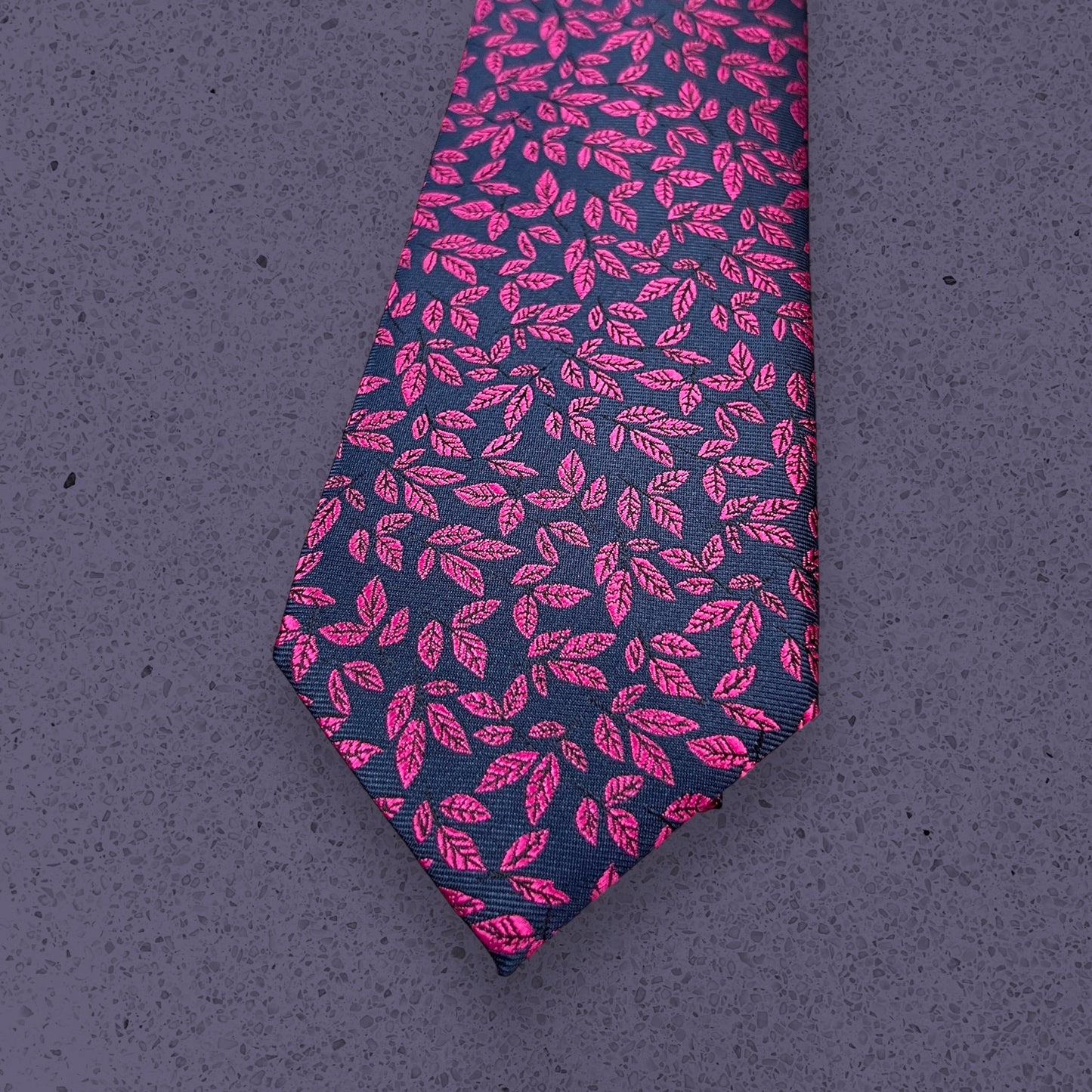 Pink Leaves Blue Tie