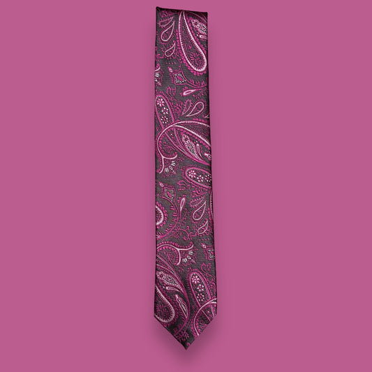 Magenta Paisley Tie