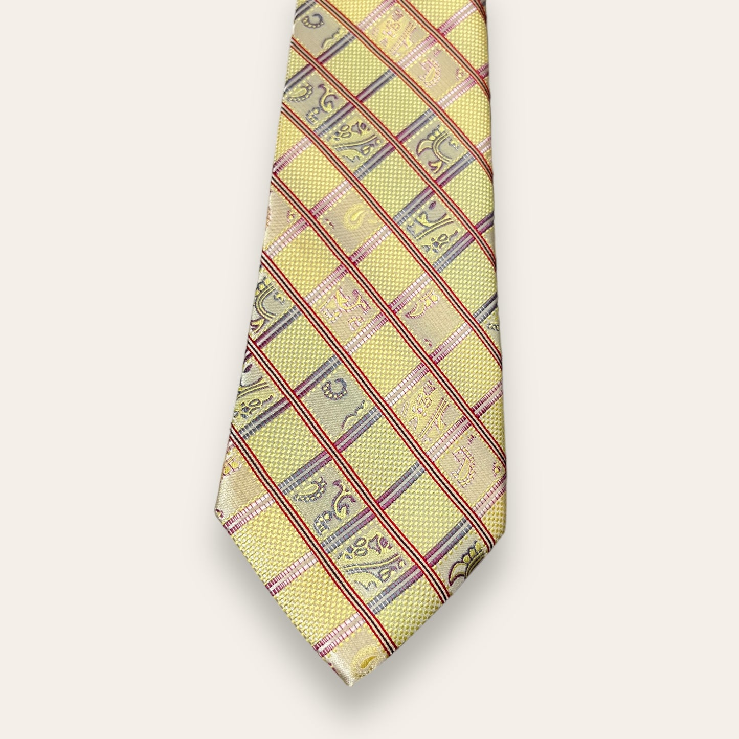 Yellow Broad Plaided Tie