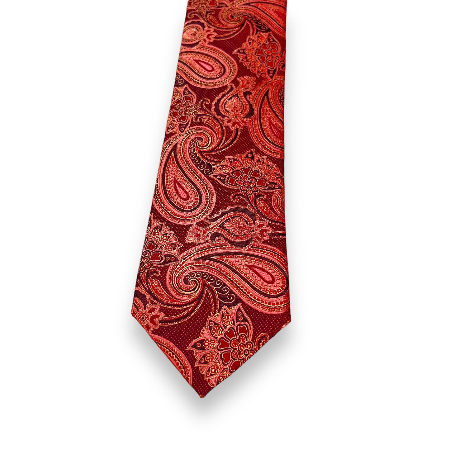 Peach Paisley And Burgundy Tie