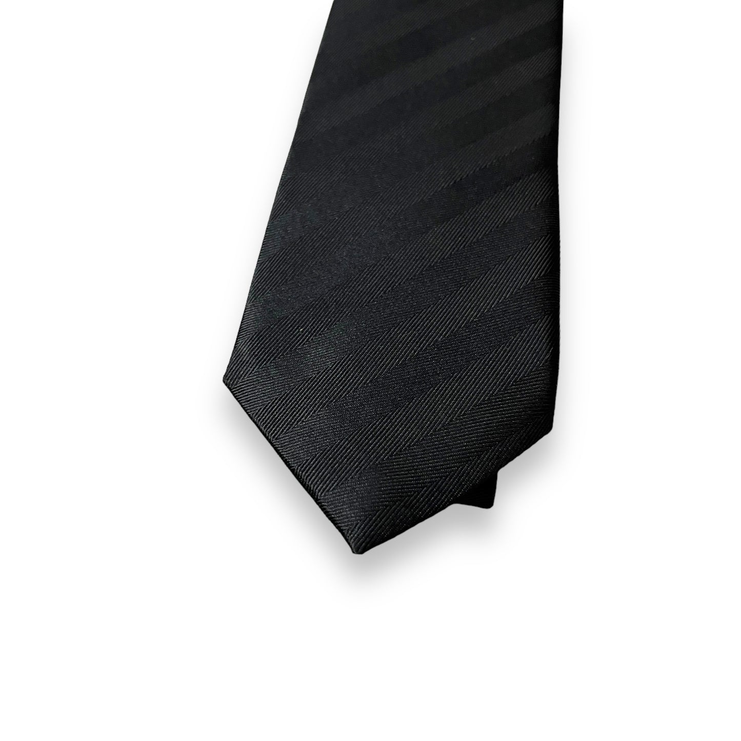 Black Self Stripe Tie