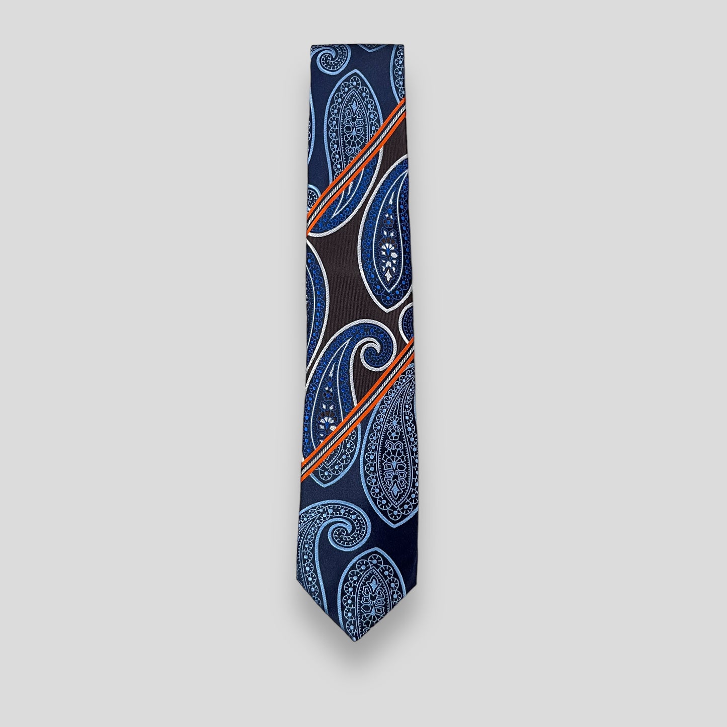 Brown And Blue Big Paisley Designer Tie