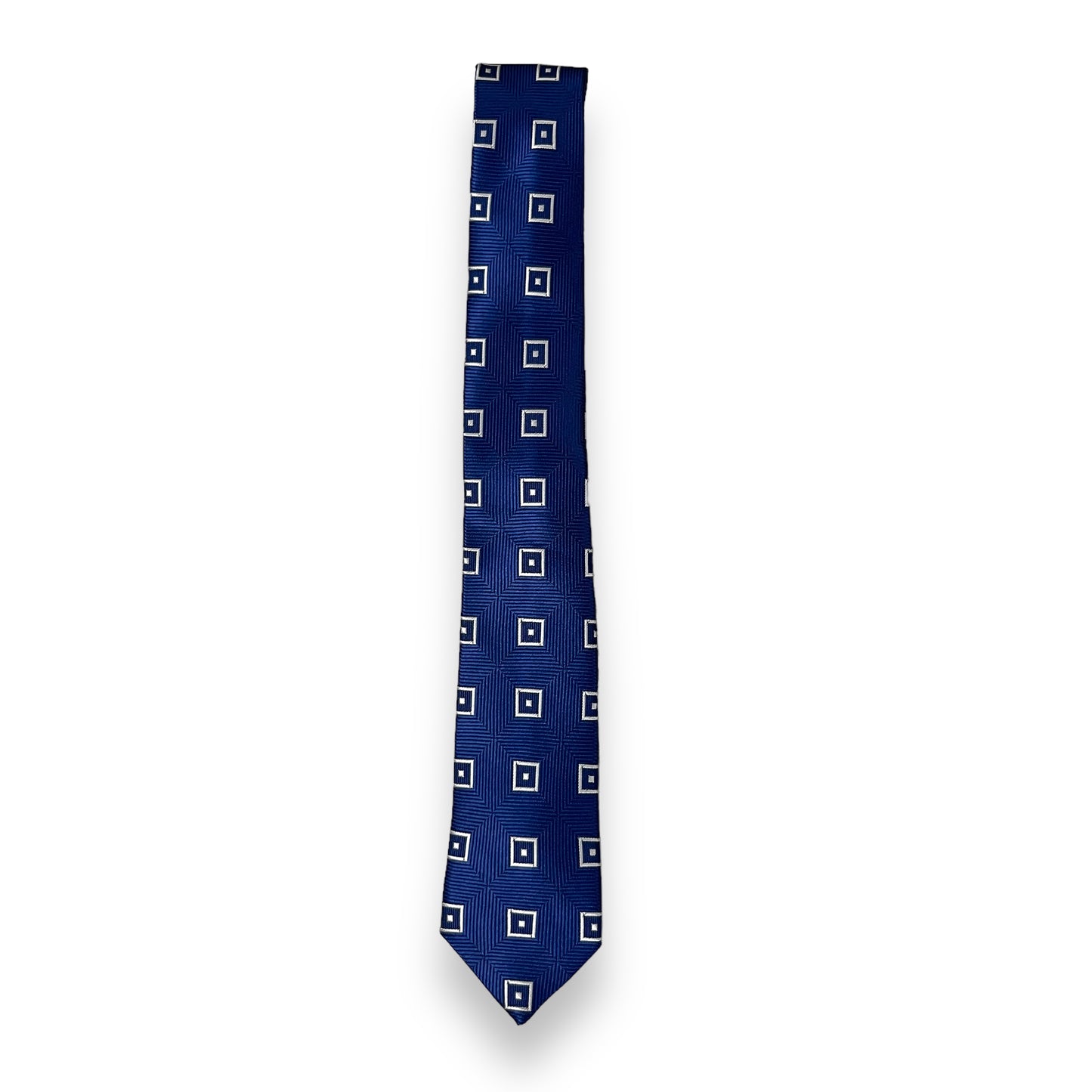 Silver Squares On Blue Tie