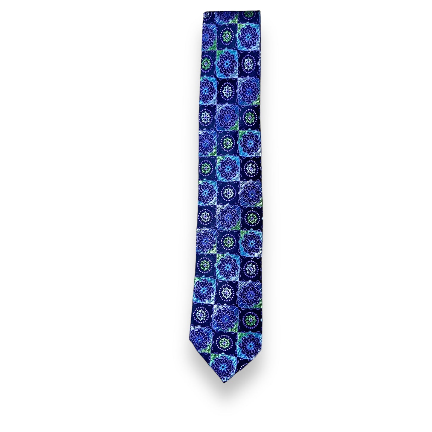 Blue Ornament Medallion Tie