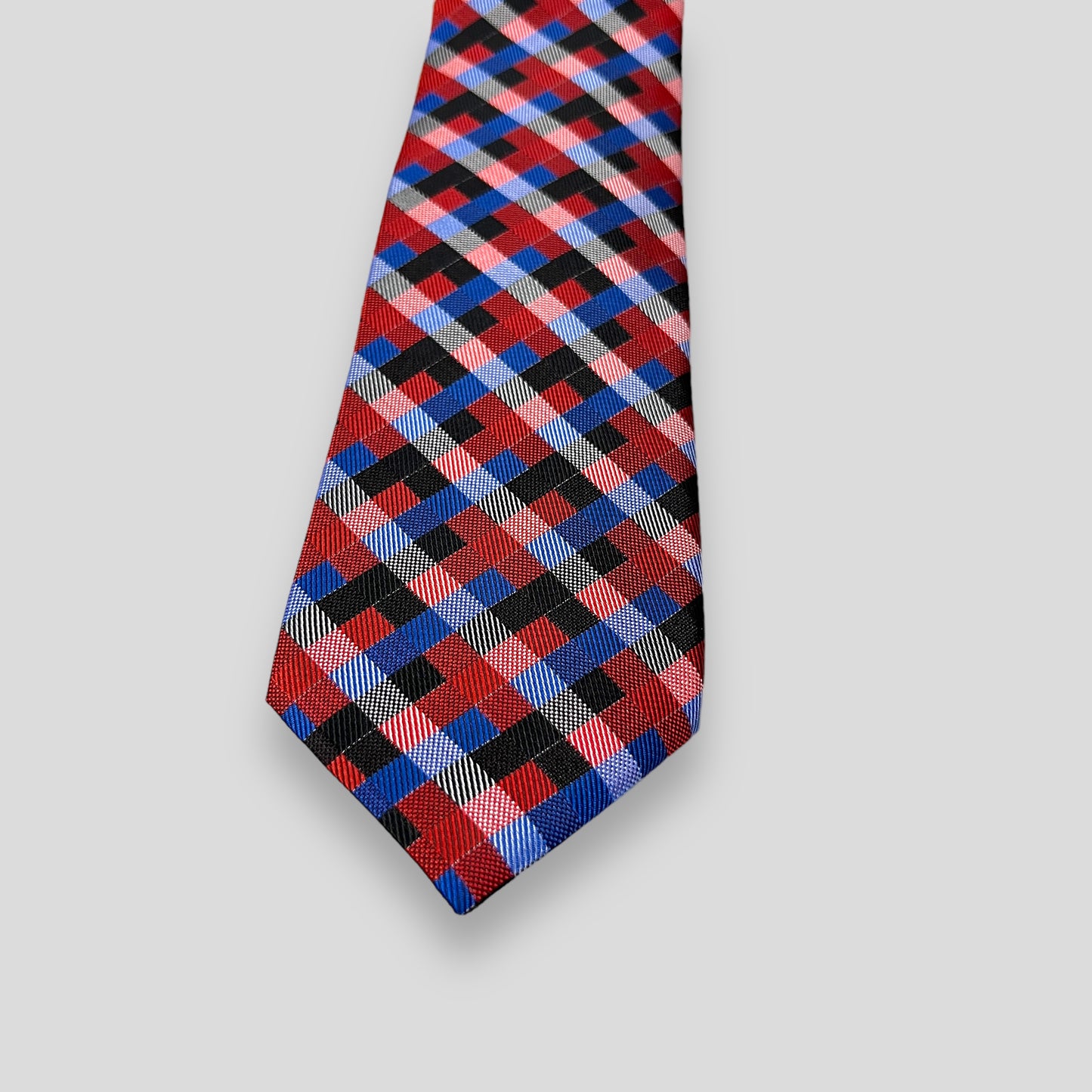 Red And Royal Blue Checkered Tie