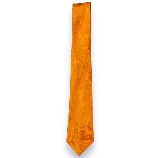 Orange Self Paisley Tie