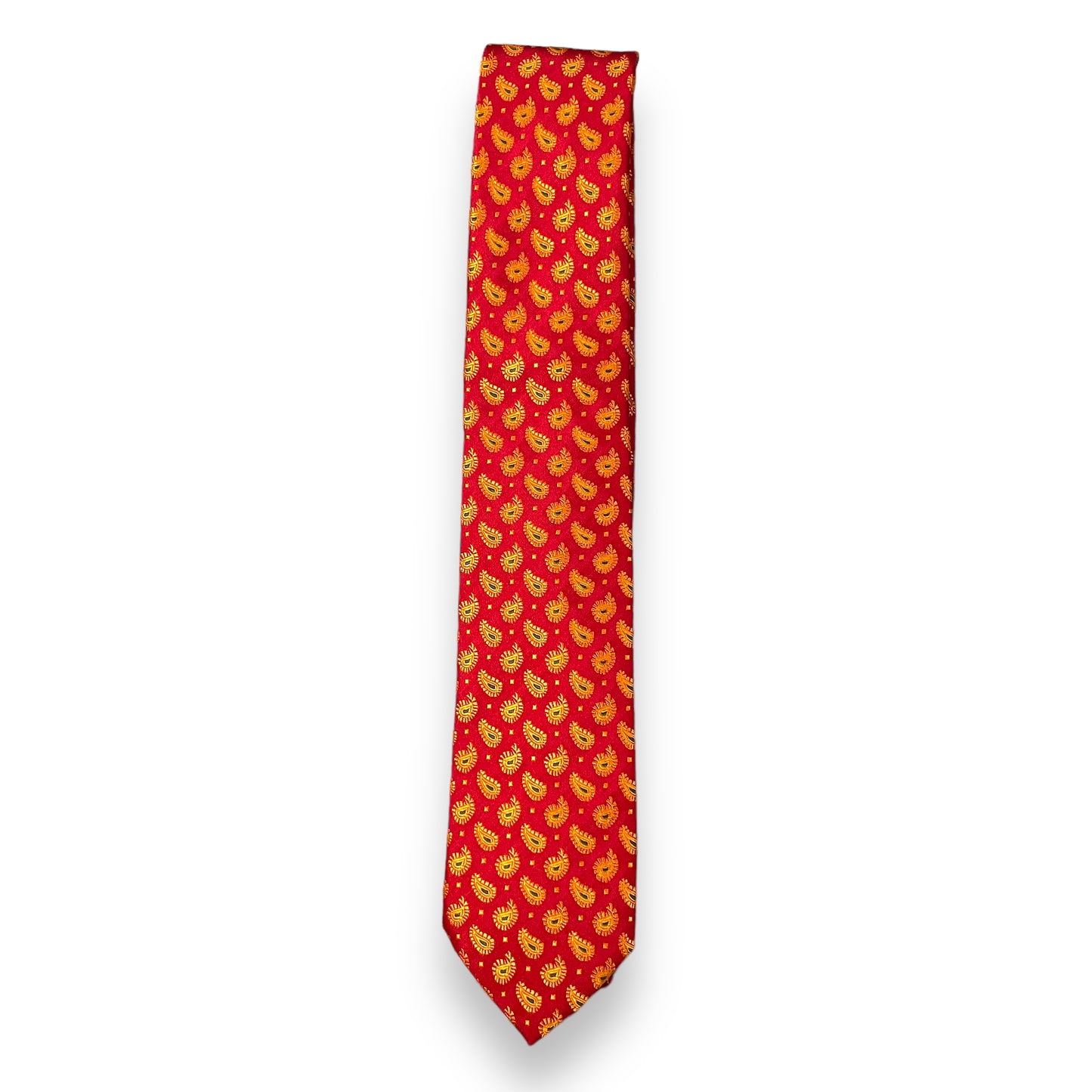 Yellow Paisley Red Tie