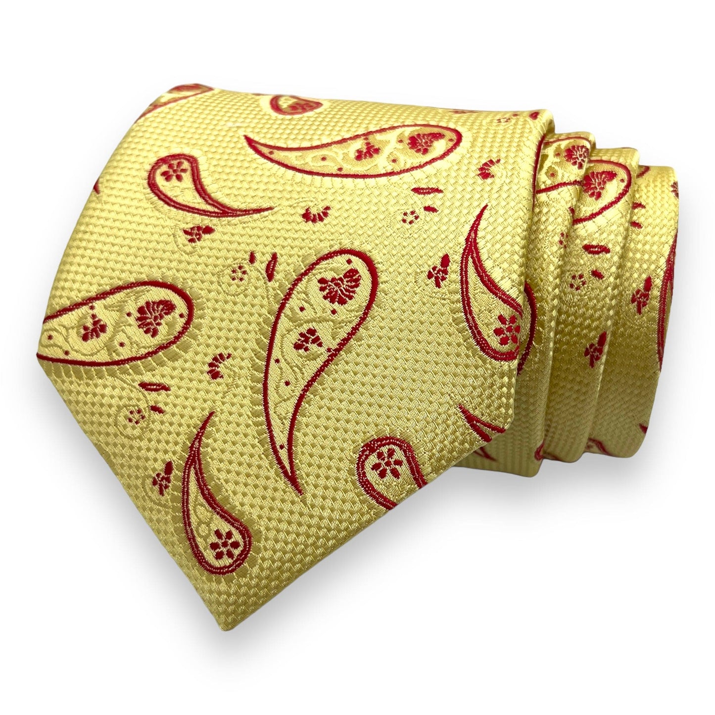 Yellow And Red Paisley Tie Combo