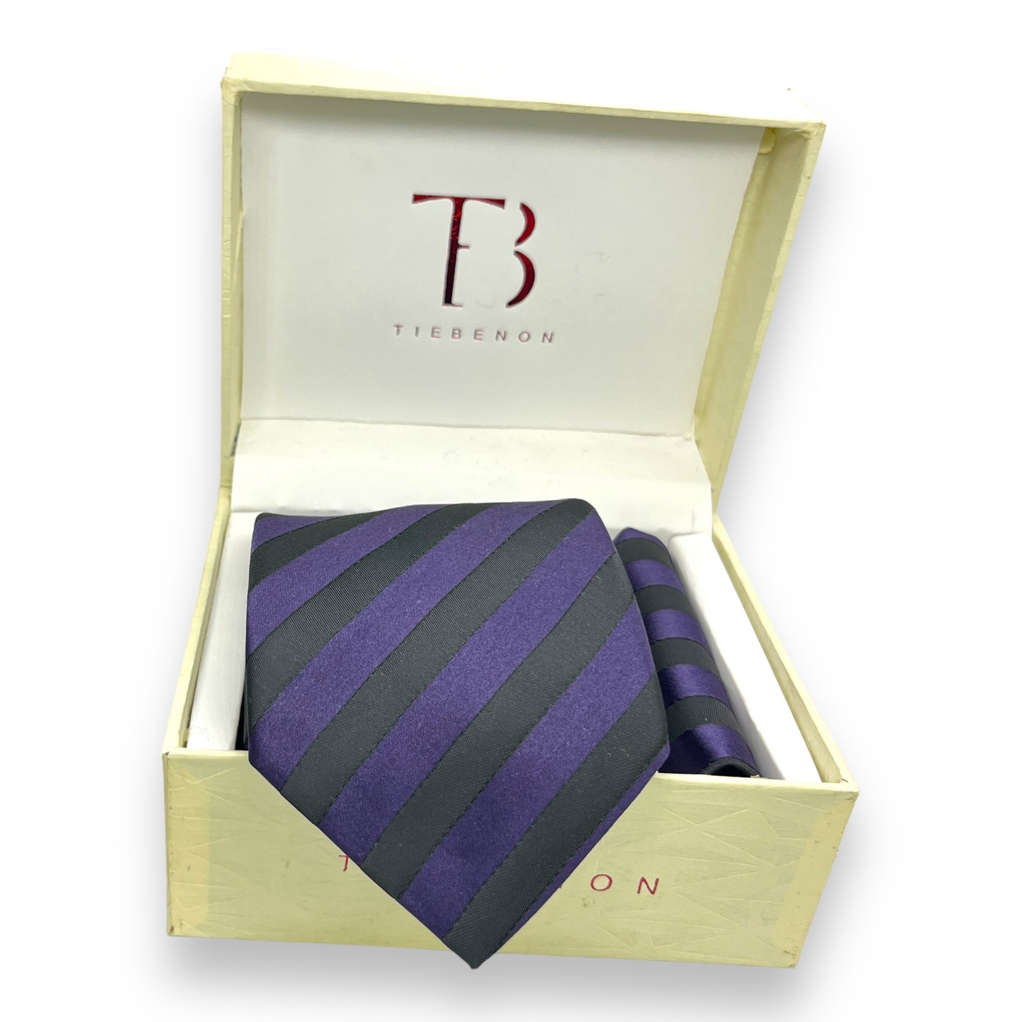 Purple And Black Stripe Tie Combo